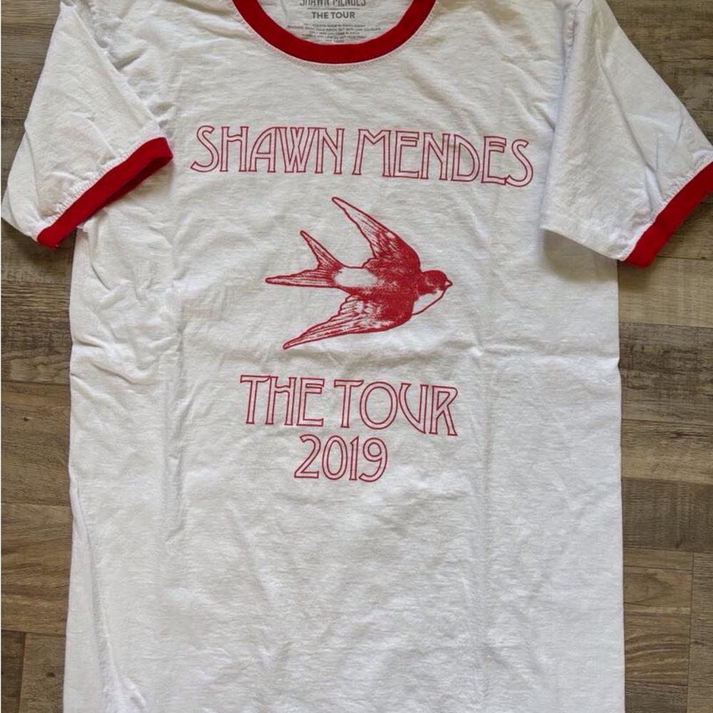 Shawn Mendes White and Red Short Sleeve Tour Tee